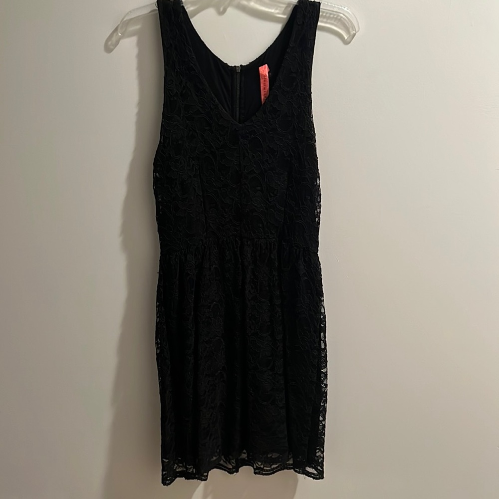 Black Lace A-line Mini Dress